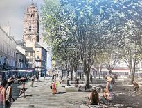 La future place de la Cité, entièrement piétonne hormis un passage permettant aux automobilistes remontant la rue Aristide-Briand de rallier la rue de l’Embergue. Elle pourrait être livrée d’ici la fin de l’année.