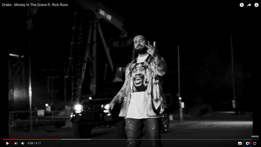 Drake a présenté le nouveau clip de la chanson 'Money In the Grave' sur YouTube.
