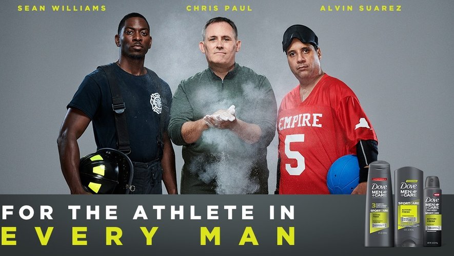 La campagne Dove Men+Care Sportcare, avec trois athlètes ordinaires.