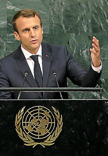 Emmanuel Macron au siège de l’Onu à New York. Repro CPA