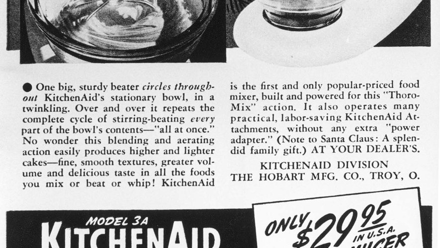 Une publicité pour le tout premier robot KitchenAid dans les années 20