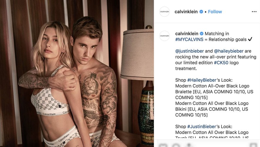 Pour ses 50 ans, Calvin Klein a fait notamment appel au couple Bieber