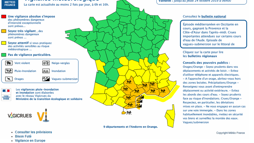 A l'instar des autres départements de l'arc méditerranéen, l'Aveyron a été placé en vigilance orange par Météo France. Une vigilance valable jusqu'à jeudi matin.