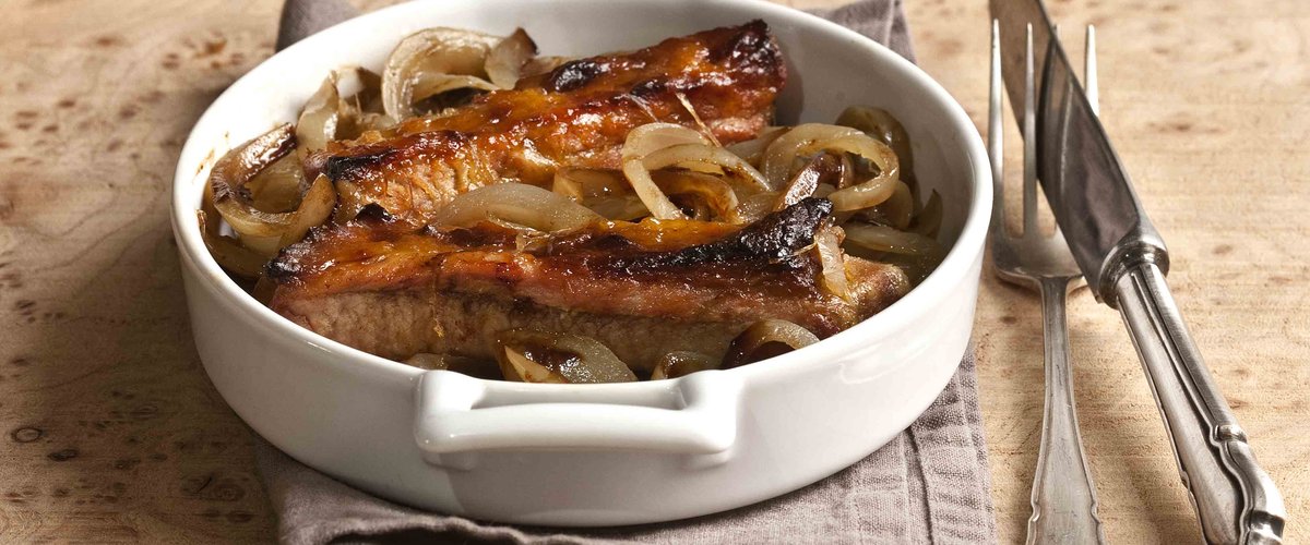 Recette Oignons Confits Au Cidre Et Travers De Porc Au Miel