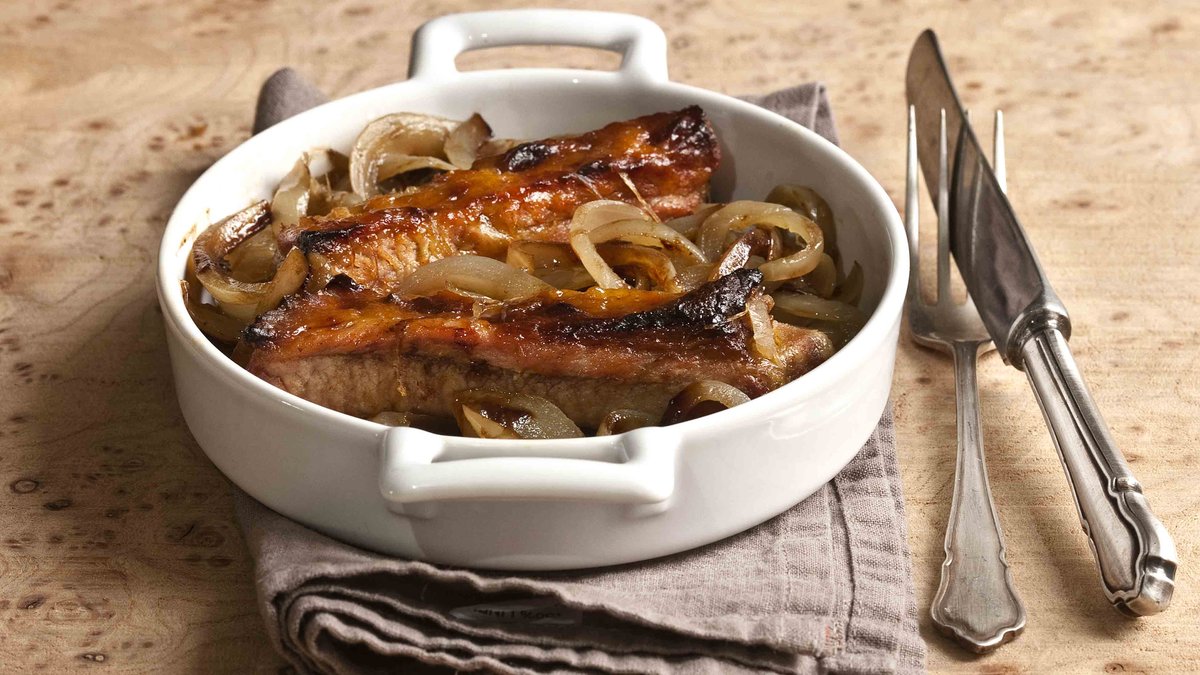 Recette Oignons Confits Au Cidre Et Travers De Porc Au Miel