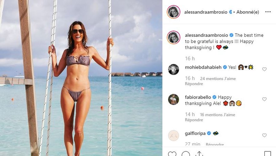 Alessandra Ambrosio a choisi de passer Thanksgiving en maillot de bain.