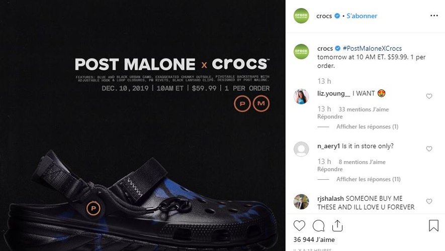 Post Malone et Crocs dévoilent leur nouvelle collaboration pour l'hiver 2019.