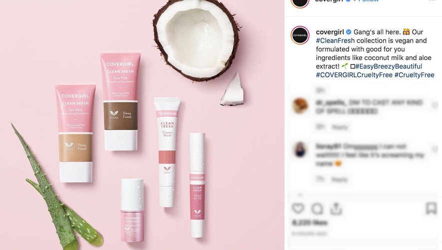 CoverGirl aborde 2020 en lançant  "Clean Fresh", une collection de cosmétiques aux formules véganes