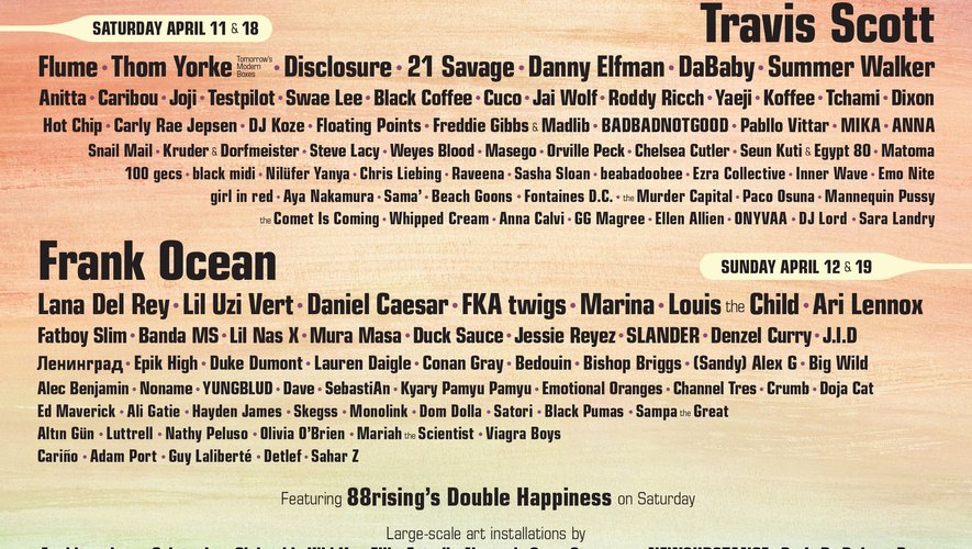 Rage Against the Machine, Frank Ocean et Travis Scott seront à l'édition 2020 du Festival de Coachella