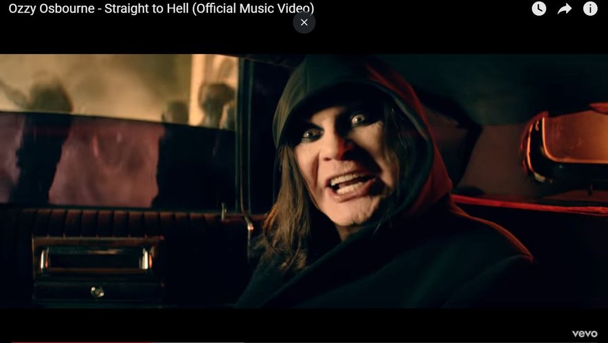 Ozzy Osbourne dans son clip "Straight to Hell"