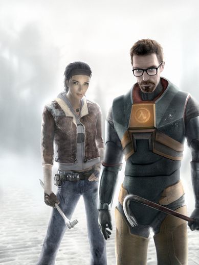 Les héros d'"Half-Life" Gordon Freeman (D) et Alyx (G).
