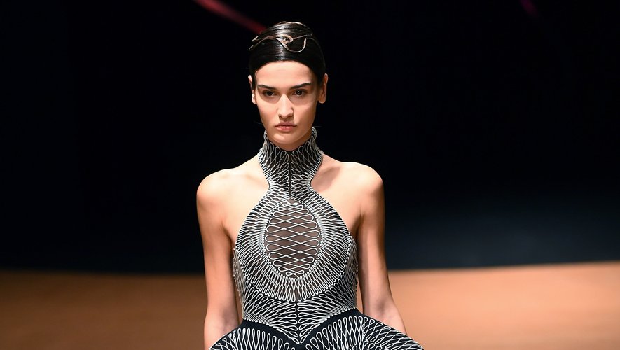 La robe en 3D d'Iris van Herpen présentée à Paris le 20 janvier 2020.