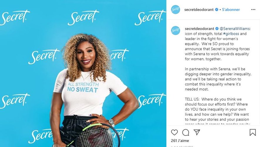 Serena Williams est la nouvelle partenaire de la marque Secret Deodorant.