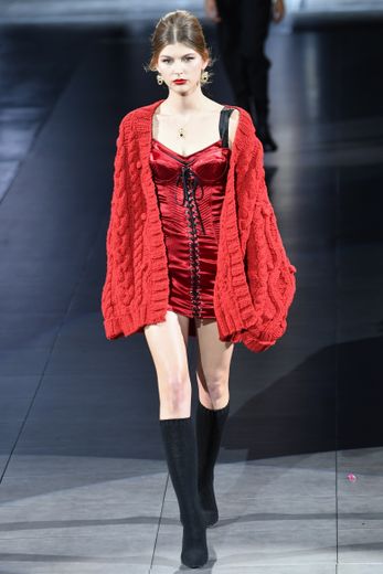 Le rouge et noir de Dolce & Gabbana. Milan, le 23 février 2020.