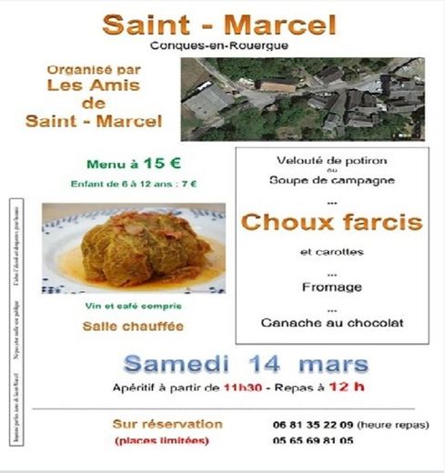 Repas Choux farcis organisé par les "Amis de Saint-Marcel" le samedi 14 mars