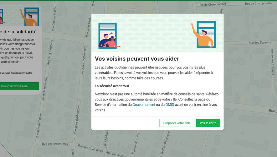 La carte des voisins de Nextdoor permet de mieux localiser les voisins qui ont besoin de votre aide.