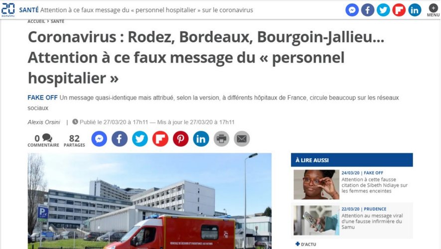 L'hôpital de Rodez a dû publier un démenti, comme le révèle le site internet de 20 Minutes.