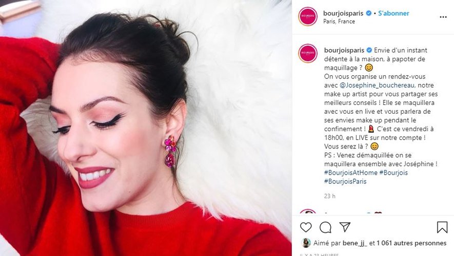 Bourjois Paris organise un live make-up ce vendredi 10 avril à 18h sur Instagram.
