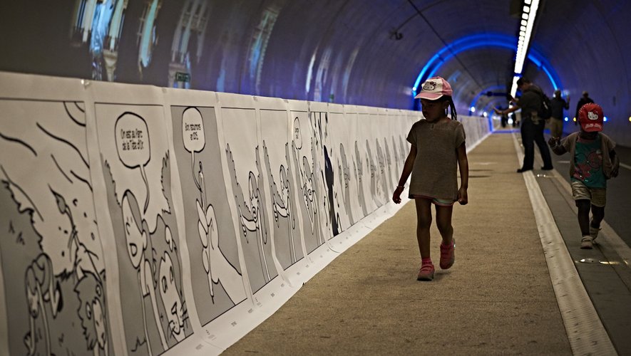 Une exposition dans le tunnel de la Croix-Rousse à Lyon lors du festival en 2016