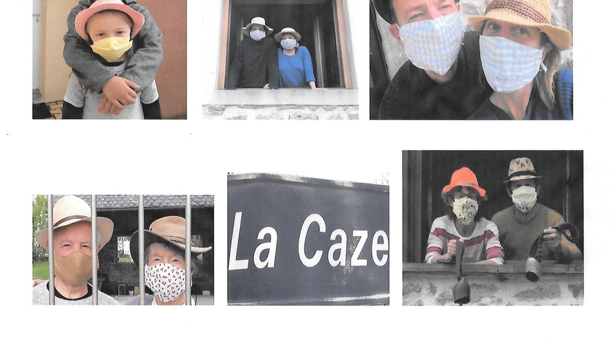 les habitants du village de Lacaze "masque et chapeaux".