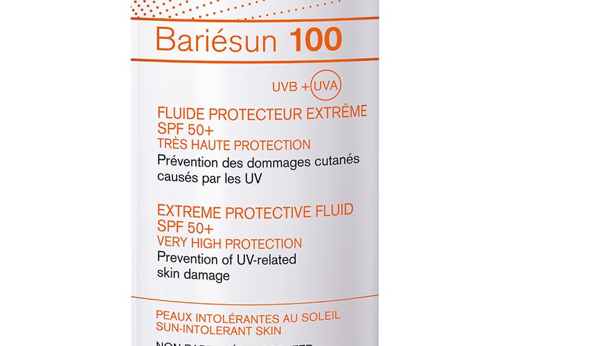 Le Fluide Protecteur Extrême Bariésun100 SPF50+ d'Uriage.