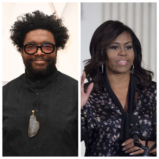 Questlove de The Roots (G) et Michelle Obama (D) s'associent pour la 13ème édition annuel de Roots Picnic, qui se tiendra exceptionnellement en ligne.