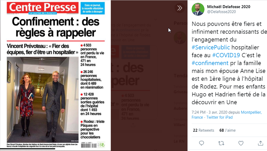 En avril, il avait salué l'engagement de son épouse dans un tweet...