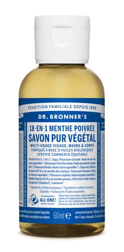 Le 18-en-1 Savon Liquide Pur Végétal de Dr. Bronner's.