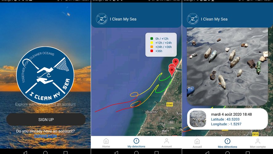L'application "I Clean My Sea" permet également de calculer la trajectoire des déchets flottant.