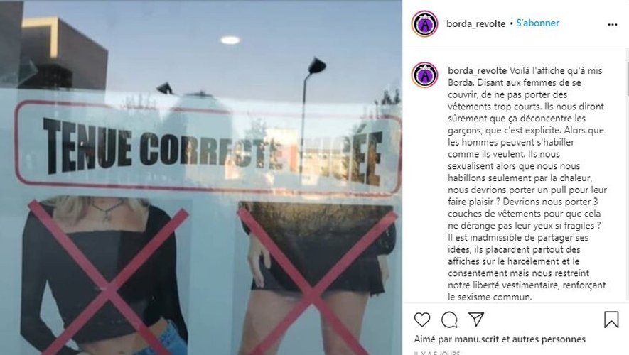 Jeudi 10 septembre, Élisa, originaire de Dax lance un compte Instagram pour protester contre le dress code sexiste de son lycée.