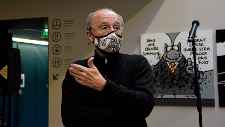 Philippe Geluck était au musée Soulages, vendredi 23 octobre, pour présenter ses toiles et dessins.