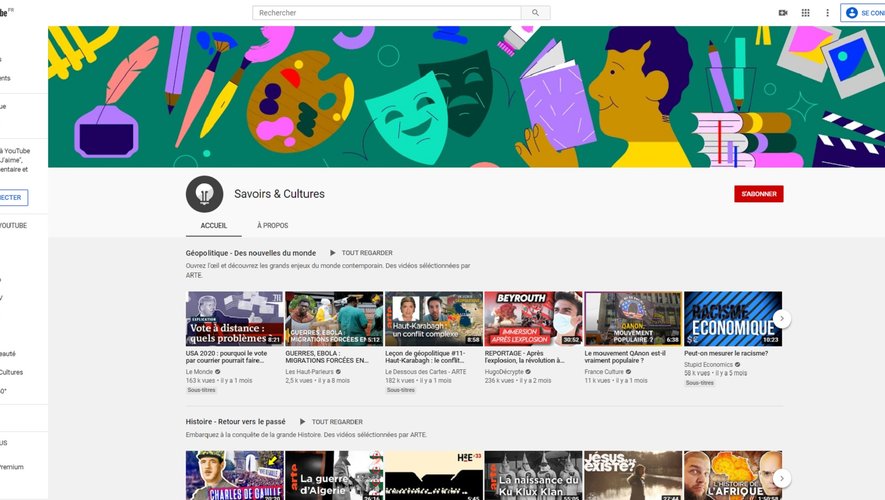 11 listes pédagogiques et culturelles sont disponibles sur le portail "Savoirs et Cultures" sur YouTube depuis ce mardi 24 novembre.