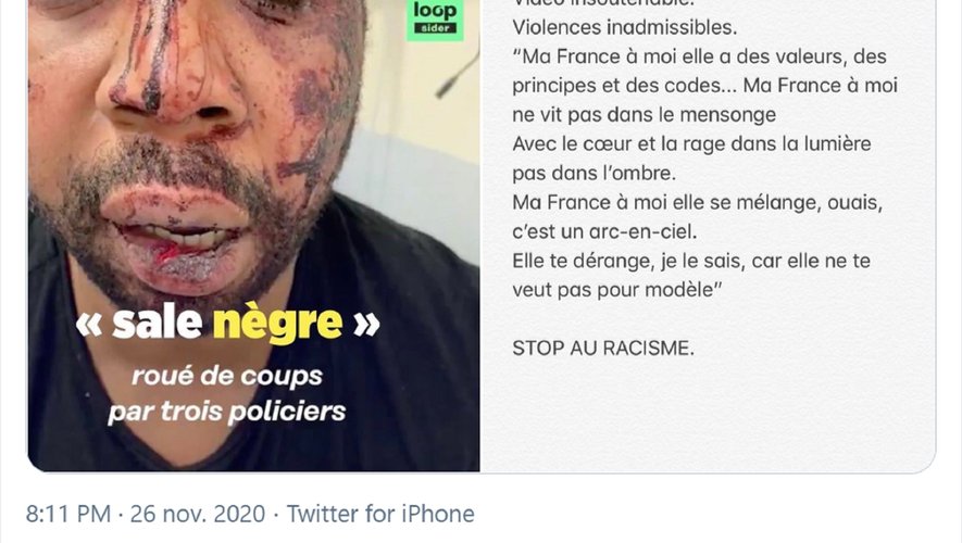 Kylian Mbappé a condamné l'agression de Michel Zecler sur son compte Twitter dans la soirée du 26 novembre 2020.