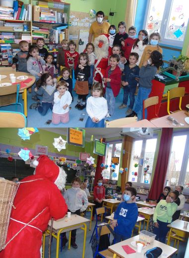 Visite du père Noël aux élèves de l’école Michel-Molhérat.