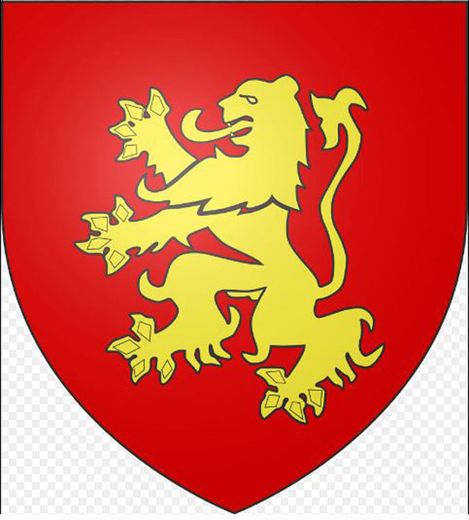 Blason de la famille de Landorre (comtes du Rouergue de la première race) "De gueules, au lion d’or".
