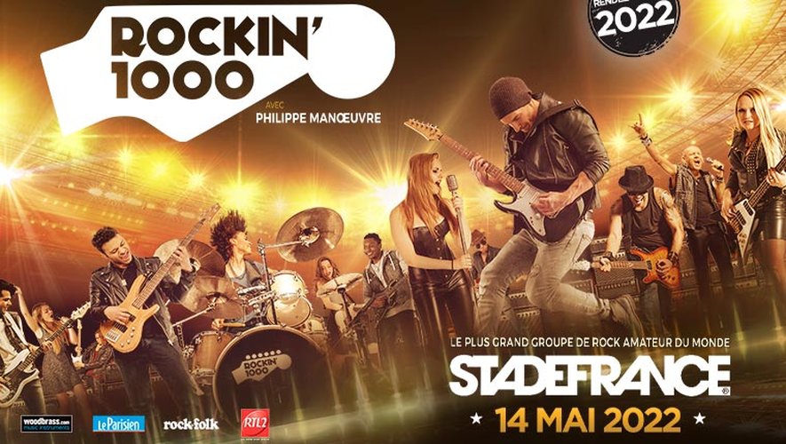 Le Rockin'1000, show d'un groupe d'un millier de musiciens amateurs, prévu le 17 juillet au Stade de France, a été reporté au 14 mai 2022.