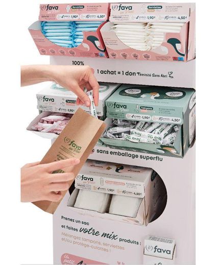 À partir du 14 juin, des protections hygiéniques de la marque Fava seront proposées à la vente en vrac dans 50 magasins Franprix et Monoprix. Une démarche écologique qui vise aussi à lutter contre la précarité menstruelle.
