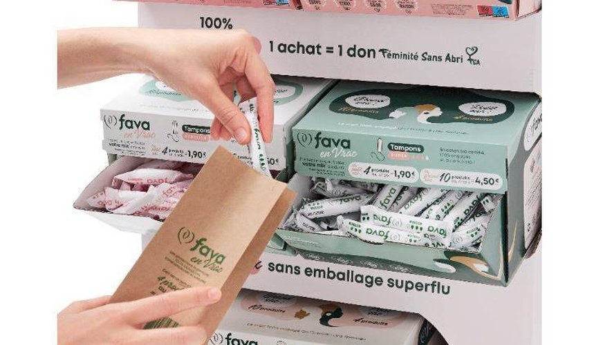À partir du 14 juin, des protections hygiéniques de la marque Fava seront proposées à la vente en vrac dans 50 magasins Franprix et Monoprix. Une démarche écologique qui vise aussi à lutter contre la précarité menstruelle.