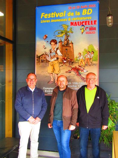 Christophe Francès, VP de Naucelle Actions ; Ch. Couderc coordinateur du Festival et Alain Assié, VP de Naucelle Actions.