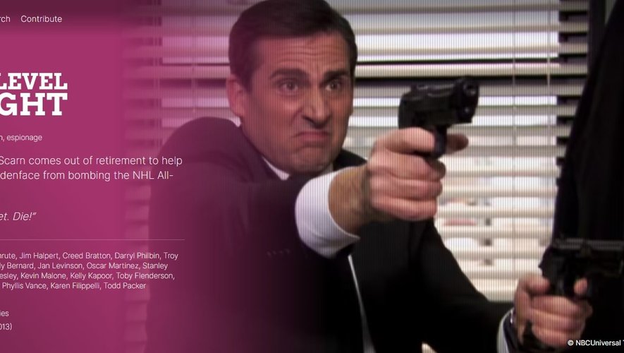 Dans la série "The Office", le personnage de Michael Scott, joué par Steve Carell, invente le film d'action "Threat Level Midnight" dans lequel il tient forcément le rôle principal.