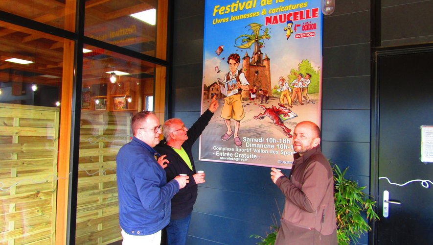 Christophe Francès et Alain Assié (présidents de Naucelle Actions),  en compagnie de Christian Couderc, coordinateur du festival.