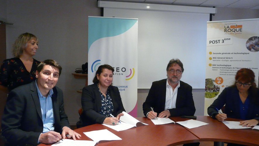 Les signataires de l’accord de partenariat réunisà La Roque.