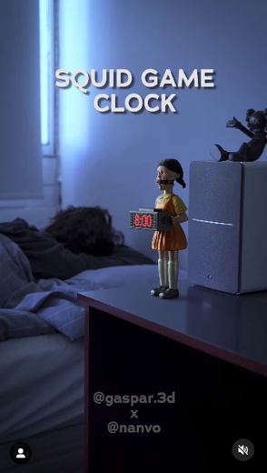 Le concept 3D d'un réveil reprenant les traits de la poupée snipper de "Squid Game" devient viral