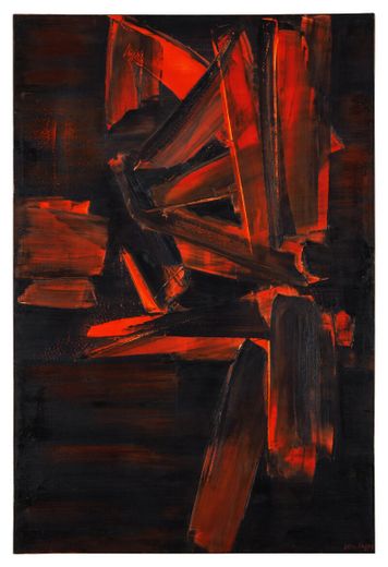 Le tableau de Pierre Soulages intitulé "Peinture", qui avait passé plus de 30 ans dans une collection privée, correspond à la période rouge de l'artiste ruthénois.