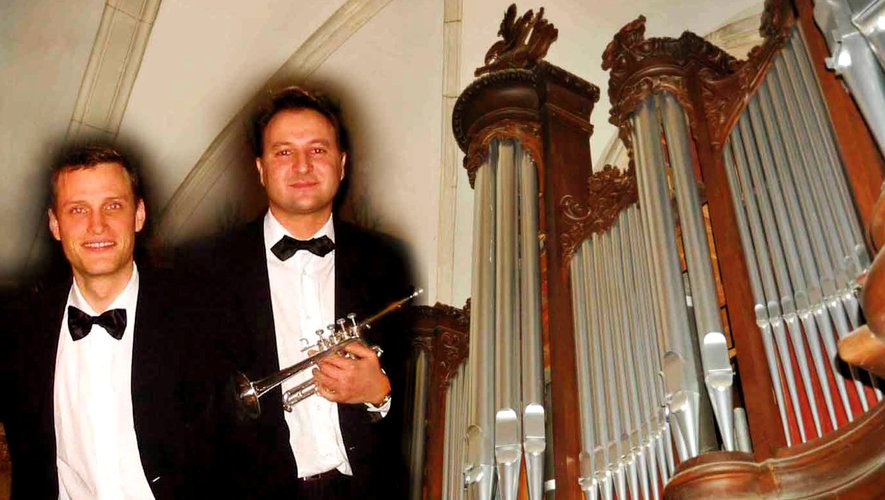 L’organiste Emmanuel Pélapratet le trompettiste Frédéric Coustou.