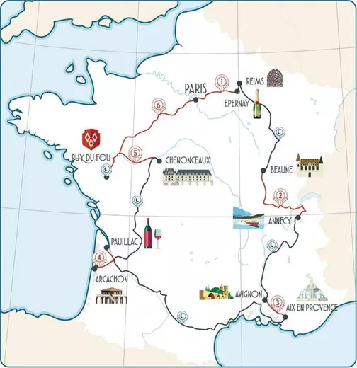 Le trajet du train "Le Grand tour"