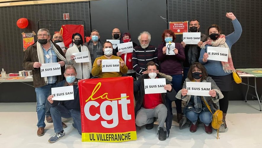 La délégation CGT de Villefranche montre son soutien aux salariés de la Sam./ Photo DR