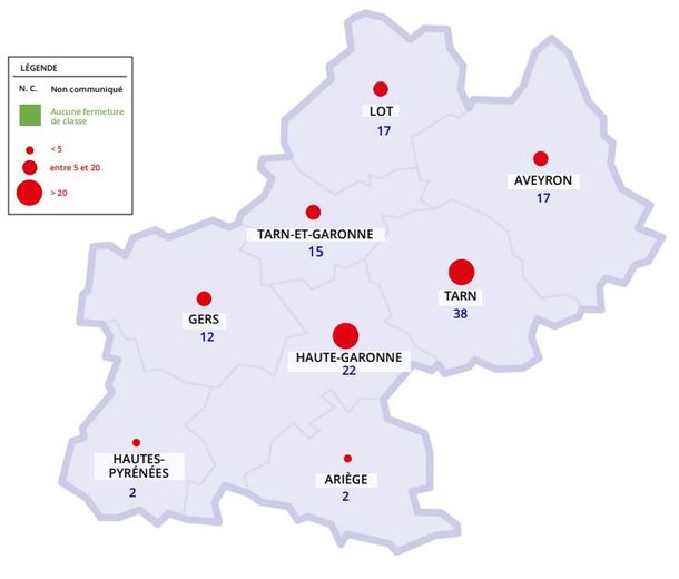 17 classes fermées en Aveyron, dont une en lycée
