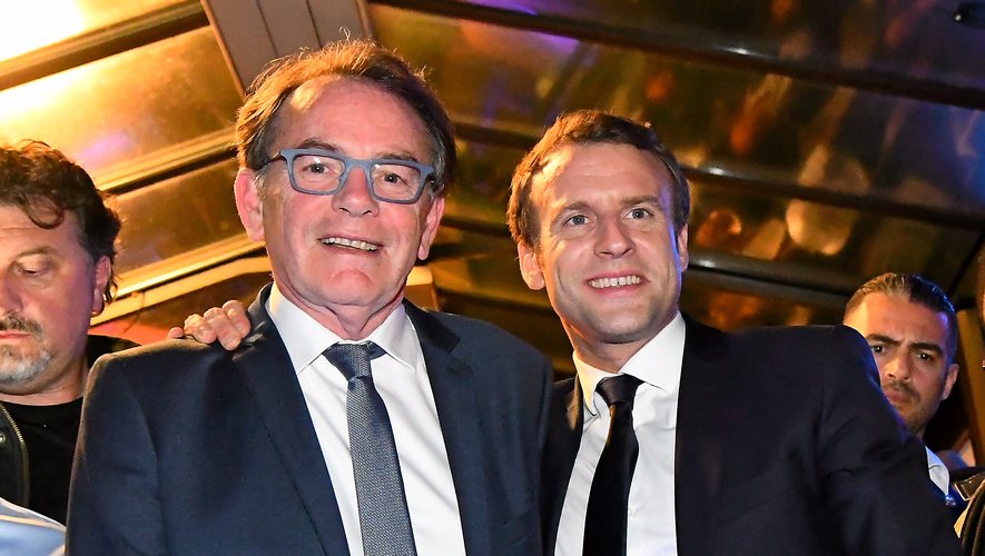 Christian Teyssèdre et Emmanuel Macron, lors de la campagne 2017 à Rodez.