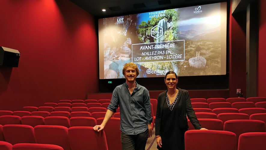 Benjamin Martinie aux côtés d’Audrey Carles, responsable de la communication de Tourisme Aveyron, lors de l’avant-première à Paris.